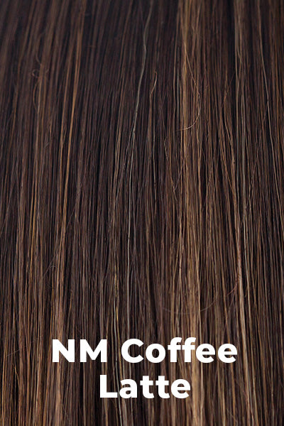 Rene of Paris - Heat Friendly Blend Colors - NM Coffee Latte. Cappucino (4) w/ Medium Auburn (29) Highlights and Medium Gold Blond (27B) Highlights around face and crown.