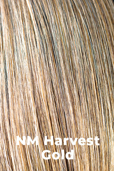 Noriko - Natural Movement Synthetic Colors - NM Harvest Gold. Tipped: Dark Chocolate w/ Medium Gold Blonde (24BT18) Highlights.