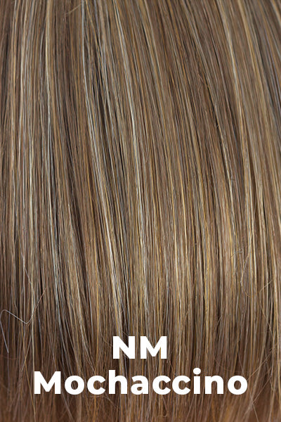 Noriko - Natural Movement Synthetic Colors - NM Mochaccino. Medium brown with subtle honey and platinum blonde highlights.