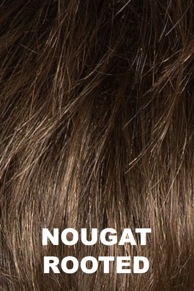 Ellen Wille - Rooted Synthetic Colors - Nougat Rooted. Medium-Light Ash Brown blended with Medium Honey Blondes, with Medium-Dark Brown Roots.