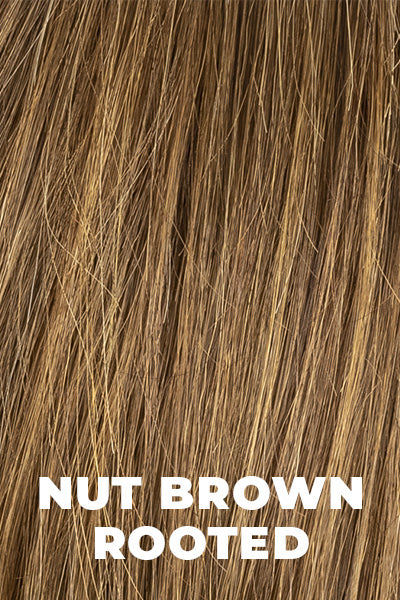 Ellen Wille - Human Hair Colors - Nut Brown Rooted. Med Brown, blended with Med golden blonde mix and Chocolate Brown with Dark Roots.