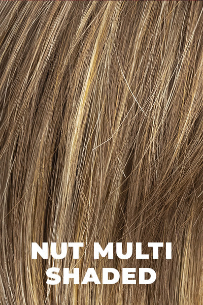 Ellen Wille - Shaded Synthetic Colors - Nut Multi Shaded. Medium Brown Blended with Light Red-Brown, Light Honey Blonde, and Dark Strawberry Blonde with Dark Roots.