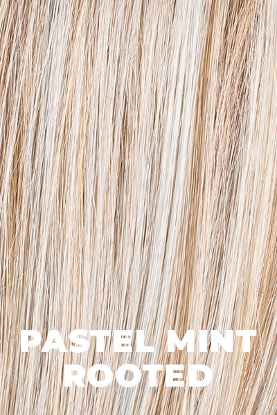 Ellen Wille - Rooted Synthetic Colors - Pastel Mint Rooted. Subtle Green, Light Brown and Light Blonde Blend with Light Brown Roots.