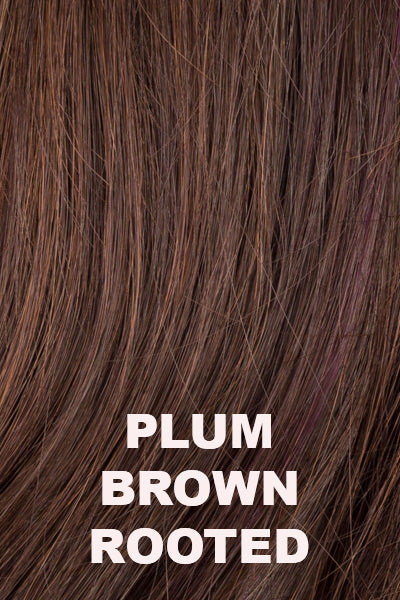 Ellen Wille - Rooted Synthetic Colors - Plum Brown Rooted. Dark Auburn, Red Violet, and Deep Wine Red blend with Dark Shaded Rooted.