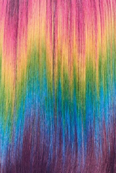 Hairdo - Synthetic Colors - Party All Night. Deep purple base with a bright rainbow ombre.