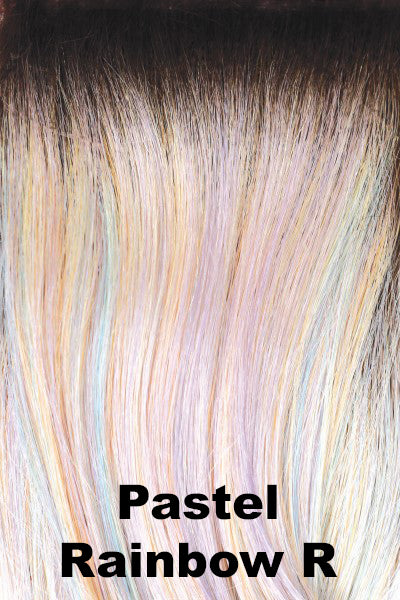 Rene of Paris - Shaded Synthetic Colors - Pastel Rainbow-R. Pearl Based Blonde with a blend of Lavendar, Mint, and Sunny Yellow.