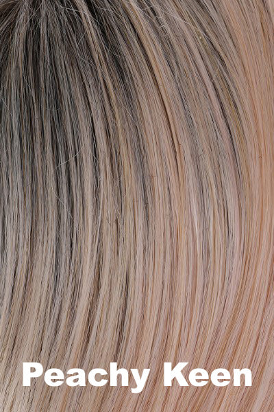 Hairdo - Synthetic Colors - Peachy Keen. Light peach pink base with dark rooting.