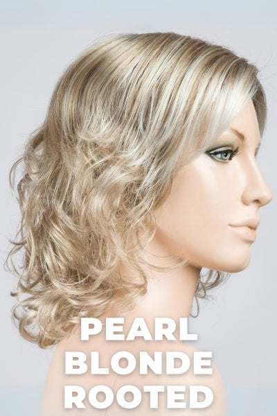 Ellen Wille Wigs - Cat Petite - Pearl Blonde Rooted. Pearl Platinum, Dark Ash Blonde, and Medium Honey Blonde mix.