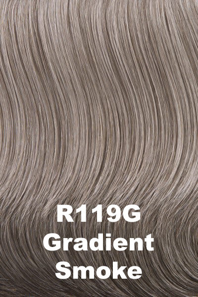 Raquel Welch Wigs - Dress Code - Gradient Smoke (R119G). Light Brown w/ 80% Gray in front gradually blended into 50% Gray in nape area.