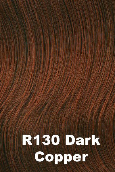 Raquel Welch - Human Hair Colors - Dark Copper (R130). Bright Reddish Brown w/ subtle Copper highlights and dark Brown Roots.