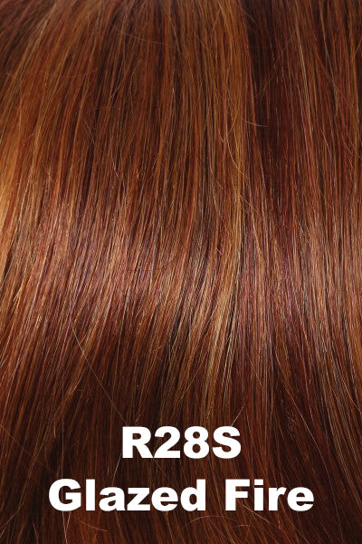 Raquel Welch - Human Hair Colors - Glazed Fire (R28S). Fiery Red w/ bright Red highlights on top.