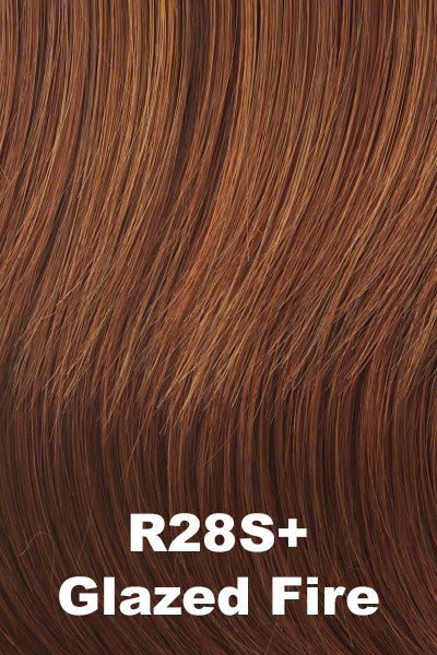 Raquel Welch Wigs - Dress Code Large - Glazed Fire (R28S). Fiery Red w/ bright Red highlights on top.