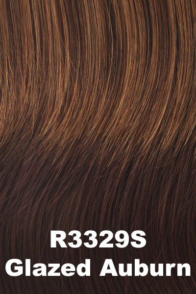 Raquel Welch - Synthetic Colors - Glazed Auburn (R3329S). Rich dark Reddish Brown w/ pale Peach Blonde highlights.