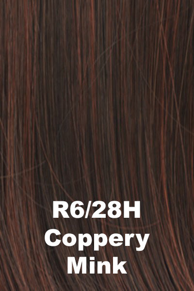 Raquel Welch Wigs - Dress Code - Coppery Mink (R6/28H). Rich med Brown w/ Copper Blonde highlighting.