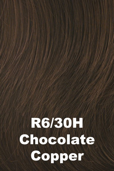 Raquel Welch Wigs - Dress Code - Chocolate Copper (R6/30H). Dark Brown w/ soft Coppery highlights.