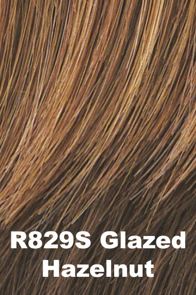 Raquel Welch Wigs - Dress Code Large - Glazed Hazelnut (R829S). Med Brown w/ Ginger highlighting on top.