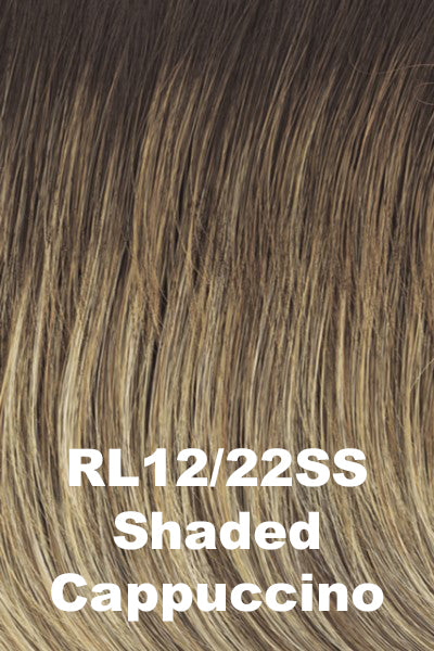 Raquel Welch - Shaded Synthetic Colors - Shaded Cappuccino (RL12/22SS). Light Golden Brown w/ cool Blonde highlights all over and dark Brown Roots.