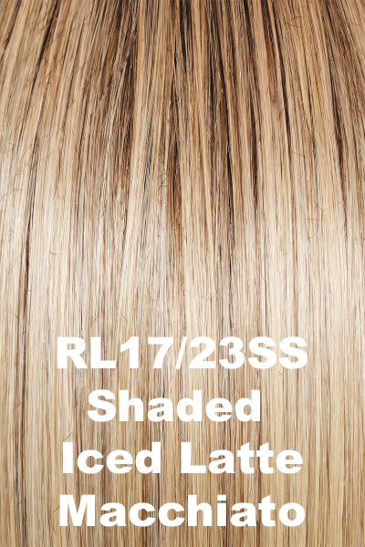 Raquel Welch - Shaded Synthetic Colors - Shaded Iced Latte Macchiato (RL17/23SS). A contrast of Sandy Blonde and Cool Platinum highlights w/ medium Brown Rooting.