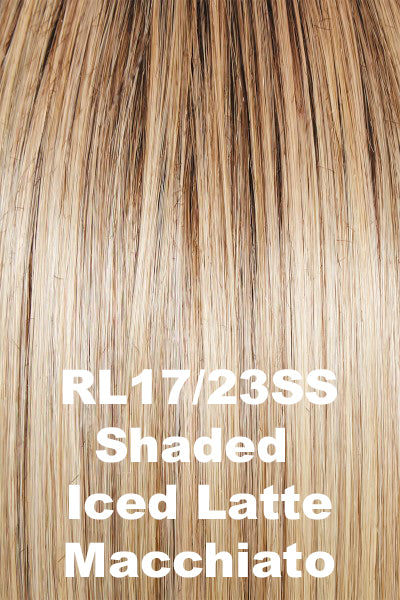 Raquel Welch Wigs - Straight Chic - Shaded Iced Latte Macchiato (RL17/23SS). A contrast of Sandy Blonde and Cool Platinum highlights w/ medium Brown Rooting.