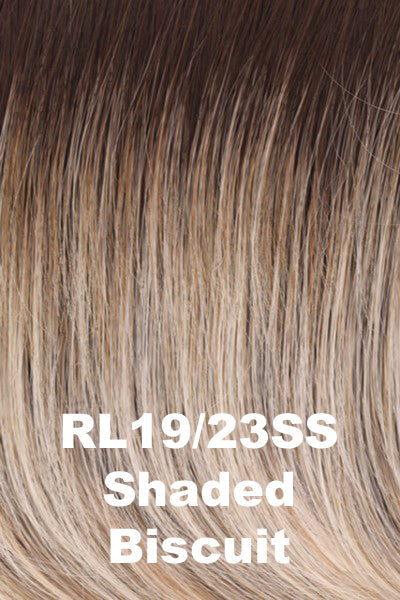 Raquel Welch Wigs - Straight Chic - Shaded Biscuit (RL19/23SS). Cool Platinum Blonde w/ subtle highlights and med Brown Roots.