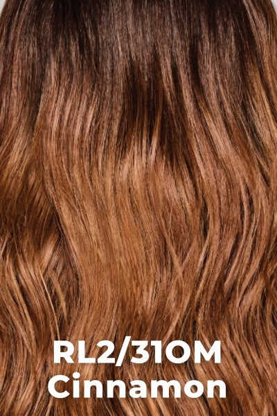 Raquel Welch Wigs - Balayage Beauty - Cinnamon (RL2/31OM). Dark brown roots that fade into medium auburn.