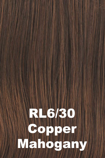 Raquel Welch Wigs - Straight Chic - Copper Mahogany (RL6/30). Dark Brown w/ soft Coppery highlights.