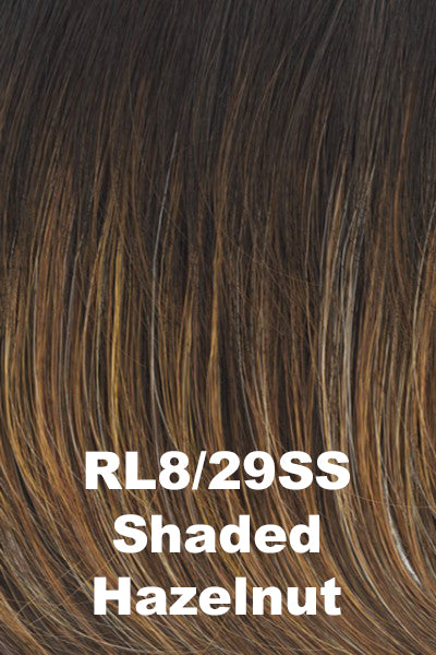 Raquel Welch Wigs - Straight Chic - Shaded Hazelnut (RL8/29SS). Med Brown w/ Ginger highlights and Medium Brown Rooting.