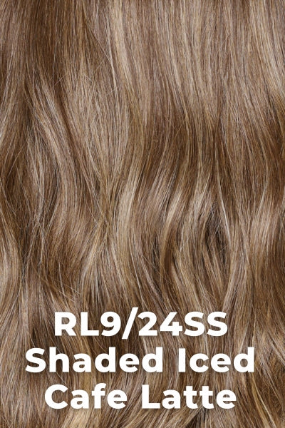 Raquel Welch Wigs - Straight Chic - Shaded Iced Cafe Latte (RL9/24SS). Ashy med Brown base w/ cool Blonde highlights and med Brown Rooting.