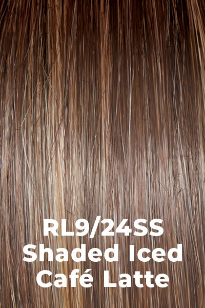 Raquel Welch - Shaded Synthetic Colors - Shaded Iced Cafe Latte (RL9/24SS). Ashy med Brown base w/ cool Blonde highlights and med Brown Rooting.