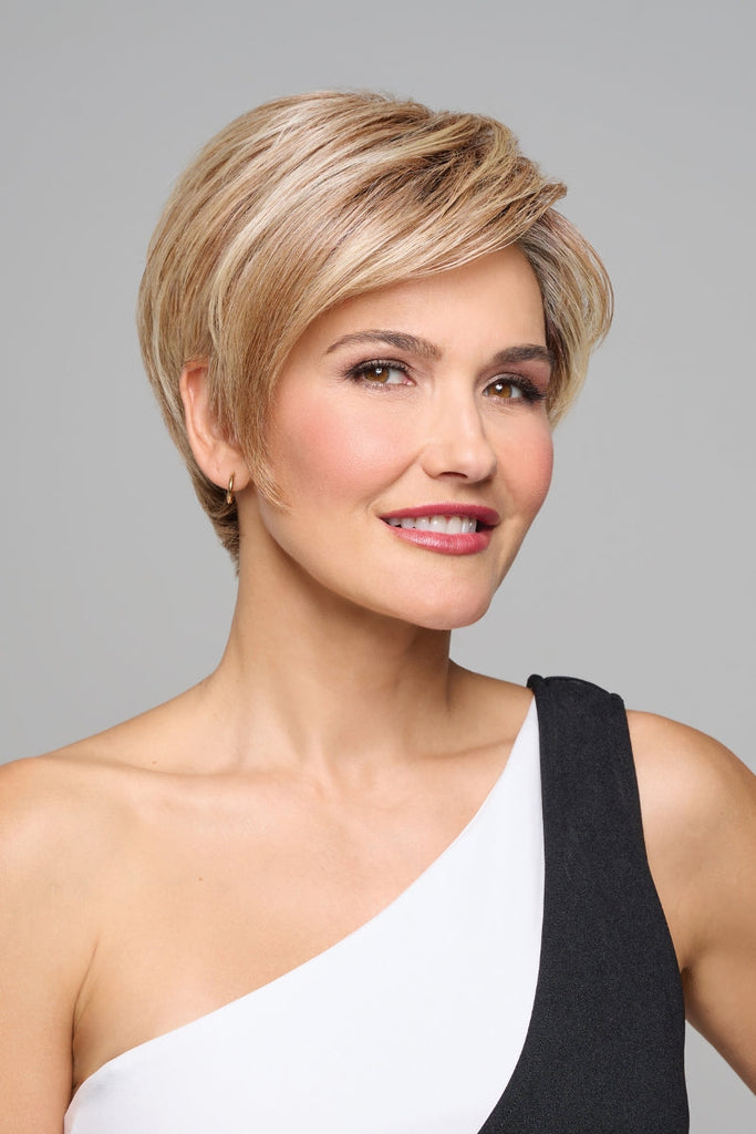 Women wearing a short pixie cut wig.