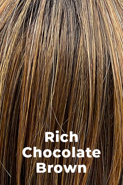 Belle Tress - Synthetic Colors - Rich Chocolate Brown-R. Deep warm brown base with caramel highlights and a dark brown root.