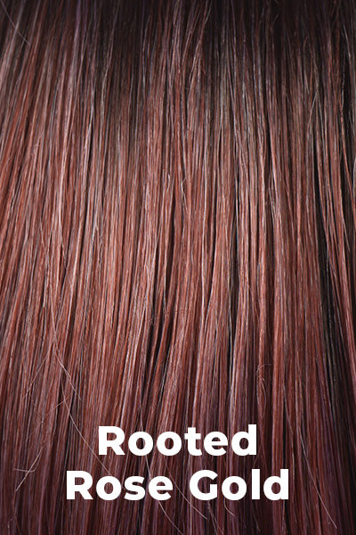 Tony or Beverly - Synthetic Colors - Rooted Rose Gold. Dark brown roots blended into dark rose gold.