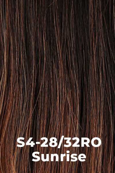 Jon Renau - Shaded Synthetic Colors - S4-28/32RO (Sunrise). Rich dark roots blending to bright auburn ends.