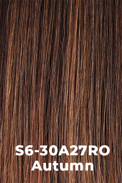 Jon Renau - Shaded Synthetic Colors - S6-30A27RO (Autumn). Rich chestnut brown roots lightening to coppery and auburn ends.