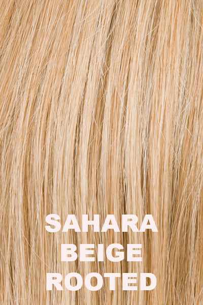 Ellen Wille - Rooted Synthetic Colors - Sahara Beige Rooted. Light Golden Blonde, Light Strawberry Blonde, Lightest Golden Blonde Blend with Dark Shaded Roots.