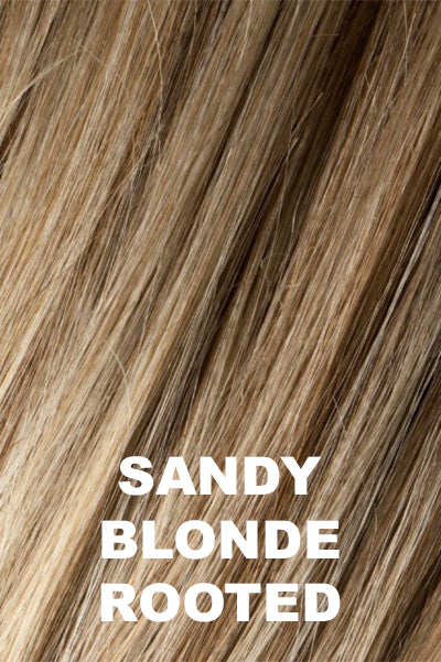 Ellen Wille - Human Hair Colors - Sandy Blonde Rooted. Medium Honey Blonde, Light Ash Blonde, and Lightest Reddish Brown Blend with Dark Roots.