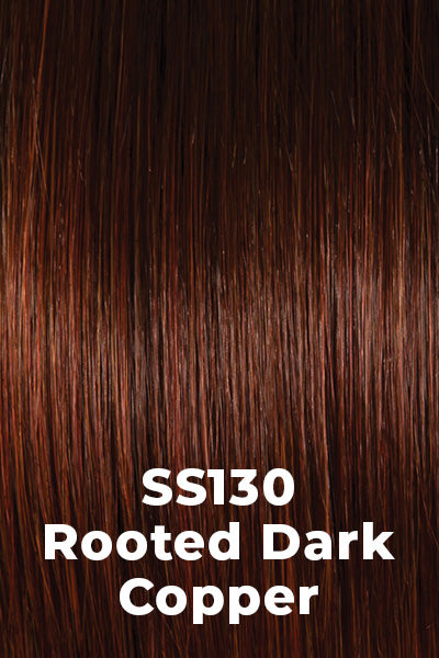 Hairdo - Synthetic Colors - Rooted Dark Copper (SS130). Bright auburn base with copper highlights and dark roots.