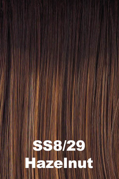 Raquel Welch - Human Hair Colors - Shaded Hazelnut (SS8/29). Med Brown w/ Ginger highlights and dark Brown Roots. 