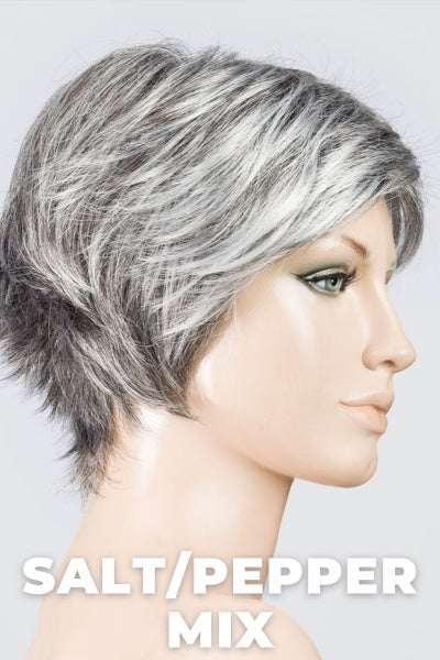 Ellen Wille Wigs - Flip Mono - Salt/Pepper Mix. Light Natural Brown with 75% Gray, Medium Brown with 70% Gray and Pure White Blend.