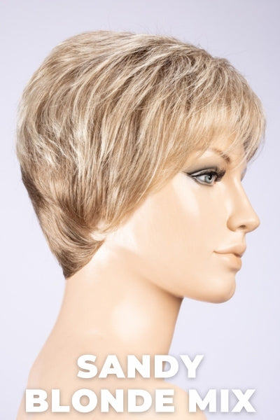 Ellen Wille Wigs - Zizi - Sandy Blonde Mix Petite/Average. Medium Honey Blonde, Light Ash Blonde, and Lightest Reddish Brown Blend with Dark Roots.