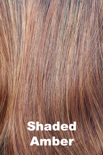 Orchid - Synthetic Colors - Shaded Amber. A dark amber brown root regrowth and adorable toned slices of copper blond and paprika.