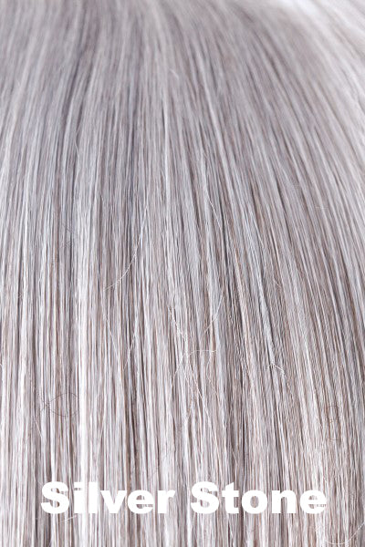 Color Silver Stone for Noriko wig Beau (#1727). Silver white and dark brown base with salt and pepper ends