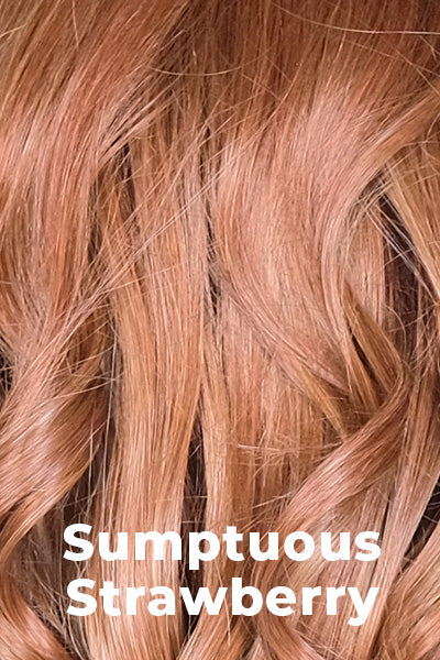 Belle Tress Wigs - Bellissima Hand Tied - Sumptuous Strawberry. Copper undertones, medium brown roots, and honey blonde hues.