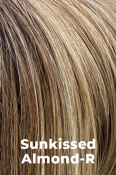 Belle Tress Wigs - Omega (LX-5024) - Sunkissed Almond-R. Medium brown with light blonde highlights and a darker root.