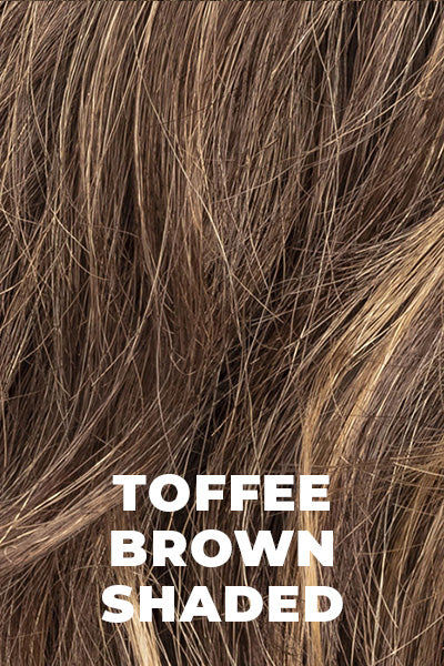 Ellen Wille - Shaded Synthetic Colors - Toffee Brown Shaded. Medium Brown, Light Red-Brown, Dark Strawberry Blonde, and Light Ash Blonde Blend with Dark Shaded Roots.