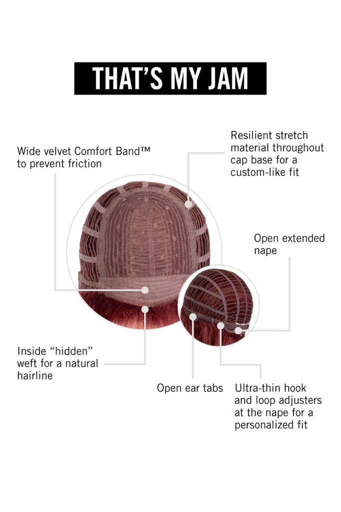 Cap construction diagram showing That's My Jam by Hairdo Wigs.