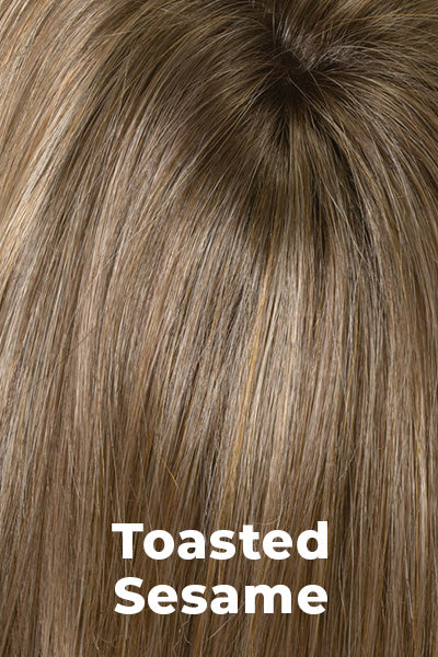 Envy - Synthetic Colors - Toasted Sesame. 3-Tone color combination of a Light Brown with Medium Brown roots and Wheat Blond highlights.