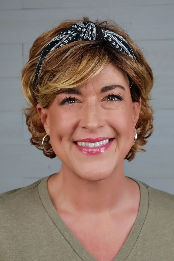 Denise modeling Gorgeous with a headband.