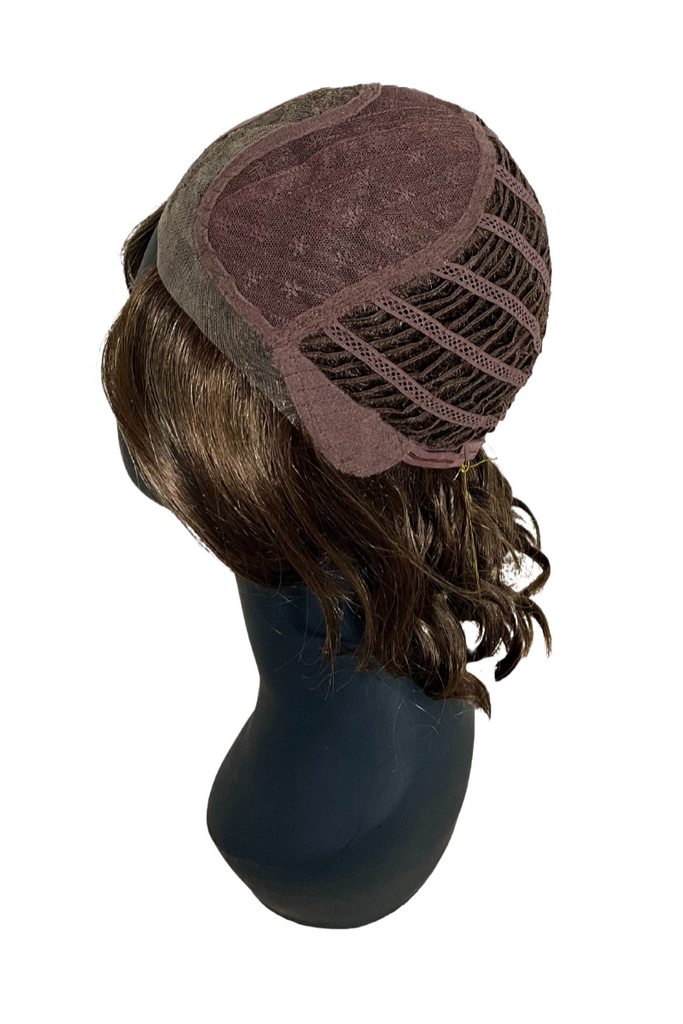 Cap construction showing a monofilament part and lace front.