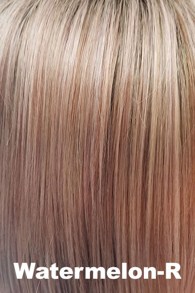 Amore Wigs - Rohan (#2589) - Watermelon-R. Rich pastel pink base with subtle soft reddish tone + soft dark brown root.